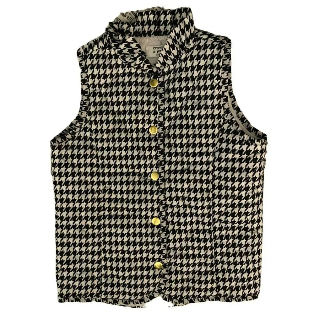 Crown & Ivy Girls Black/White Vest (S)